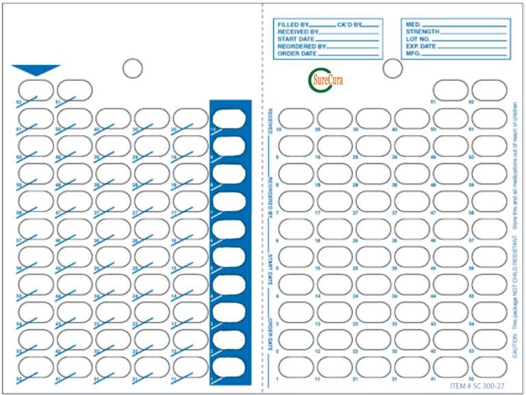 SureCura 62-Dose Heat Seal Card 300 27