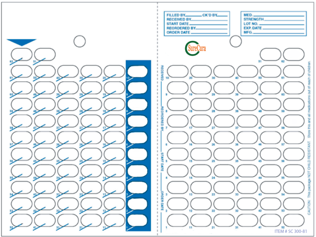 SureCura 62-Dose 1-Piece Heat Seal Card 300 81