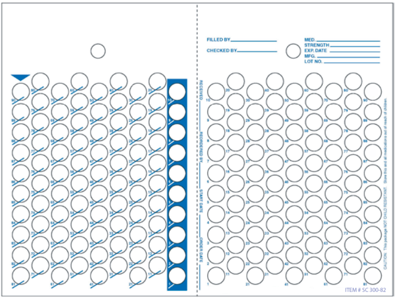 SureCura 90-Dose 1-Piece Heat Seal Card 300 82