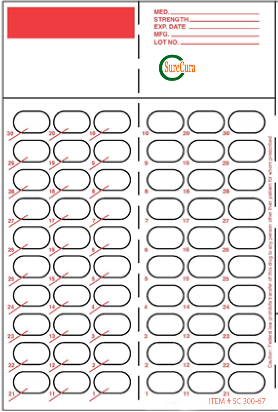 SureCura 30-Dose Mini Heat Seal Control Card 300 67