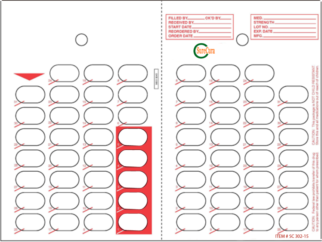 SureCura 31-Dose Heat Seal Red Card 302 15